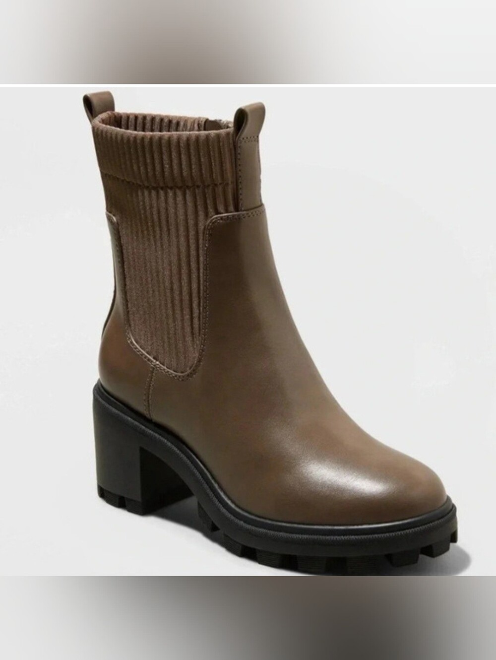 A New Day Brown Lug Sole Sock Booties